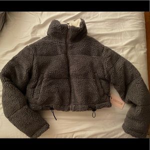Cropped reversible Sherpa jacket